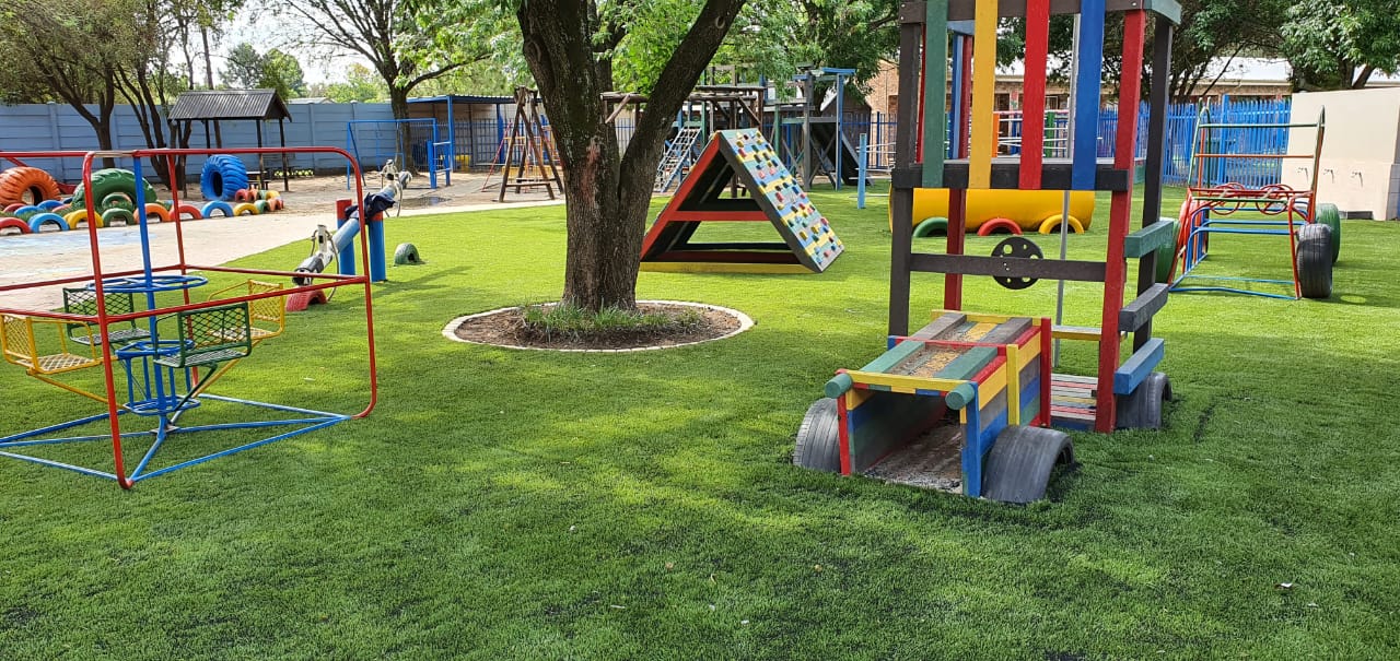 artificial grass in play area