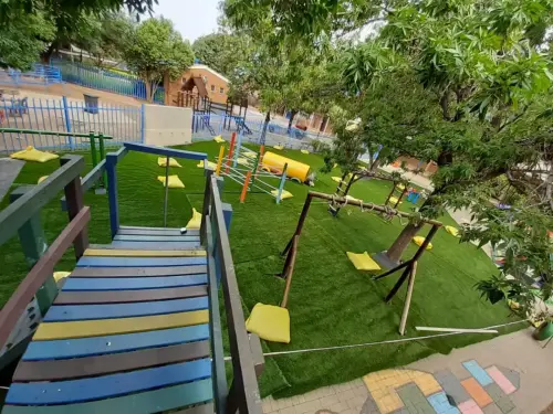 play area with synthetic grass