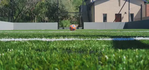 soccer pitch with kick wall