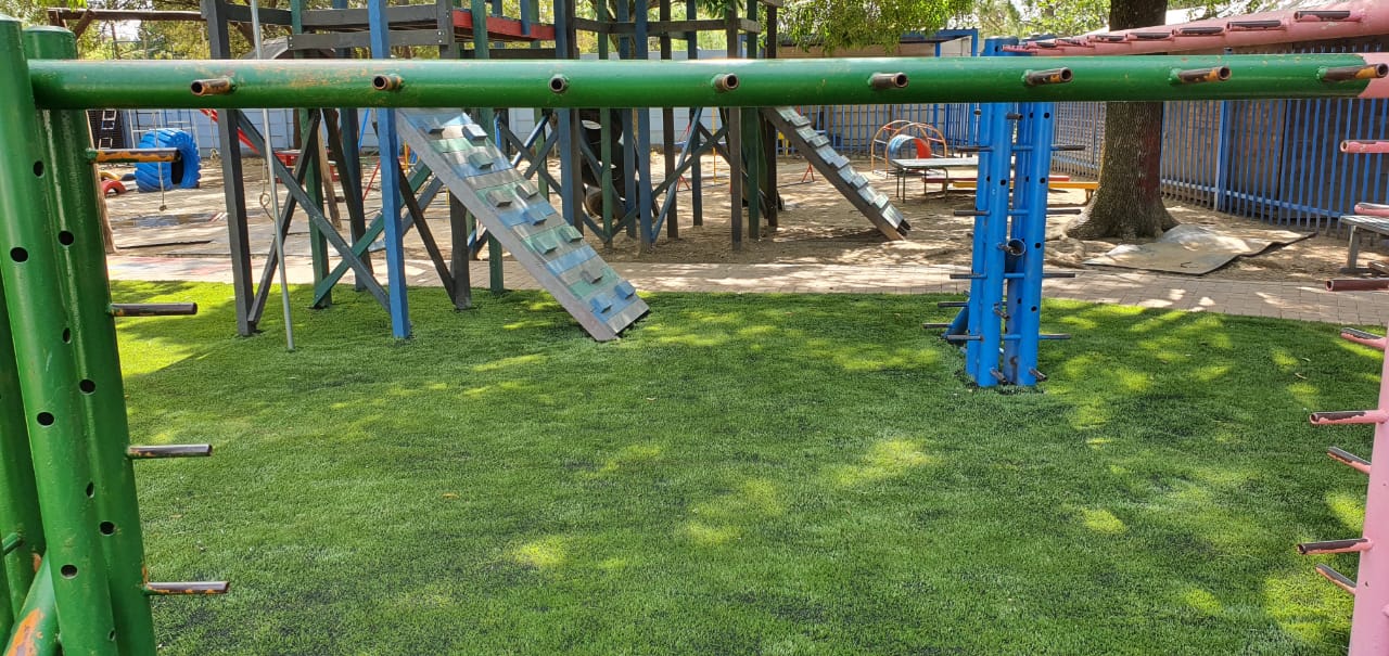 synthetic grass in play area